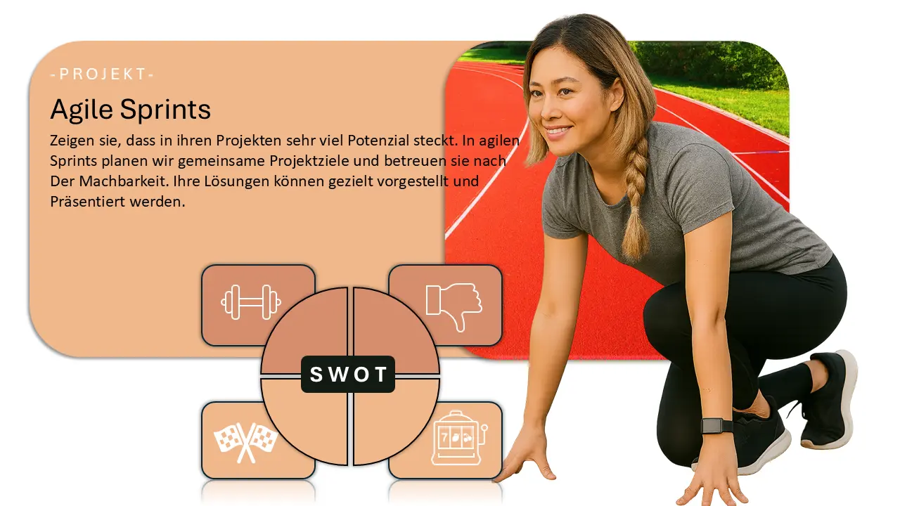 Eine Junge macht sich bereit zu sprinten.